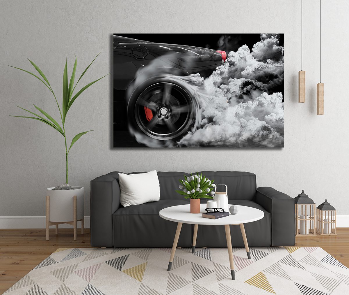 Tire Spinning Sports Car Canvas Wall Art - MyCanvases