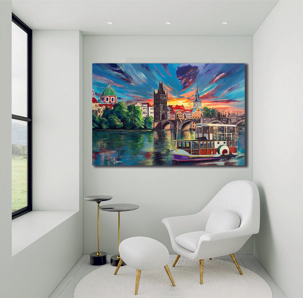 City River Abstract Painting Canvas Paint Wall Art Colourful | My Canvases