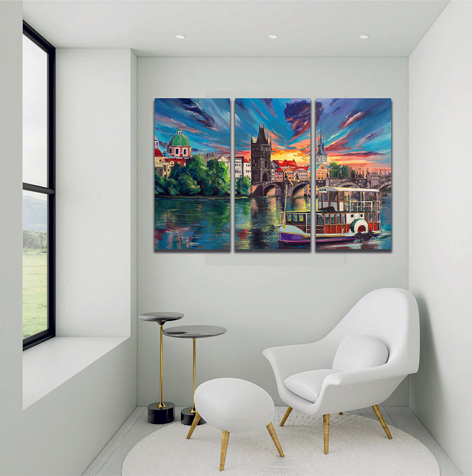 City River Abstract Painting Canvas Paint Wall Art