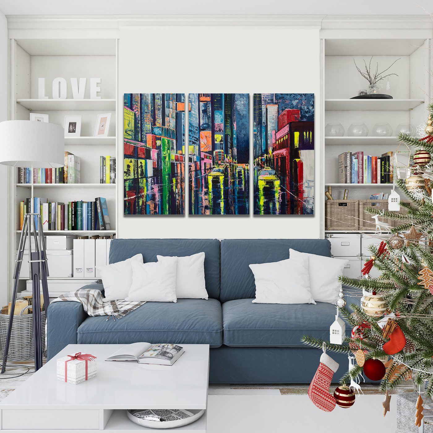 City Streets Abstract Painting Canvas Wall Art
