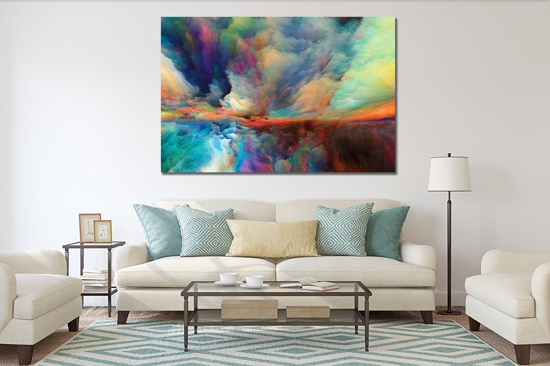 Cloud Abstract Turquoise Purple Green Liquid Marble Canvas Print Wall Art