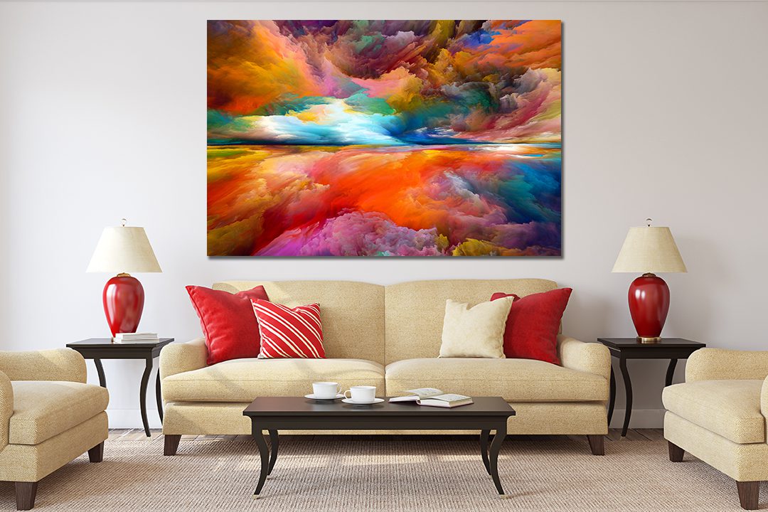 Cloud Abstract Yellow Pink Blue Orange Liquid Marble Canvas Print Wall Art