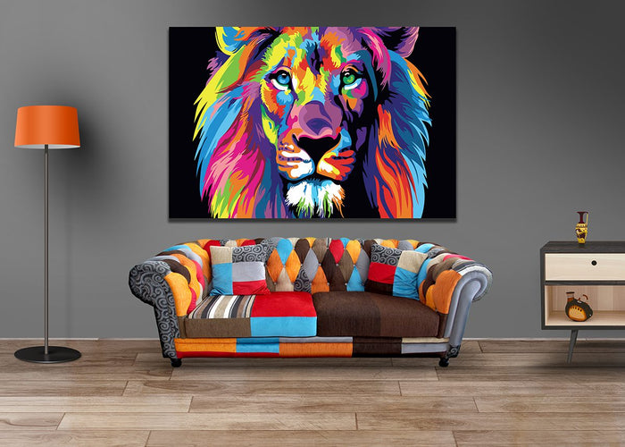 Abstract Colourful Lion Canvas Wall Art - | MyCanvases