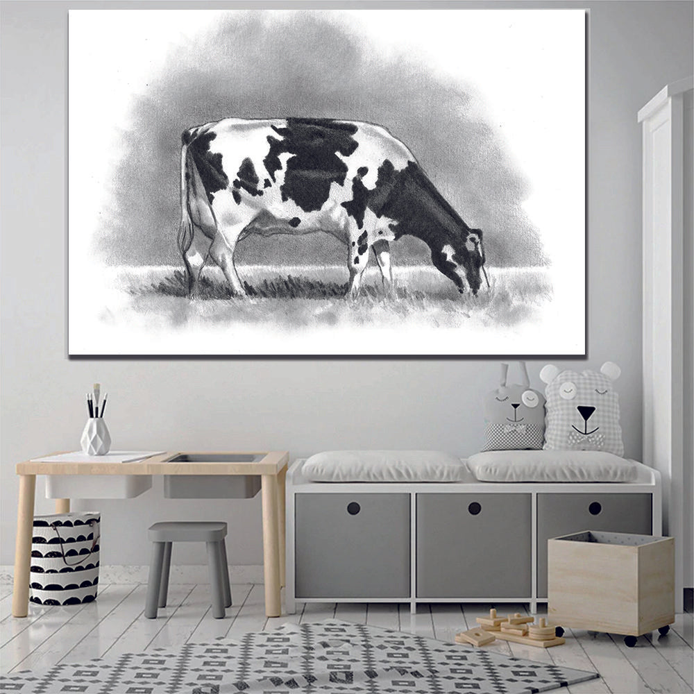 Black & White Cow Canvas Wall Art - | My Canvases