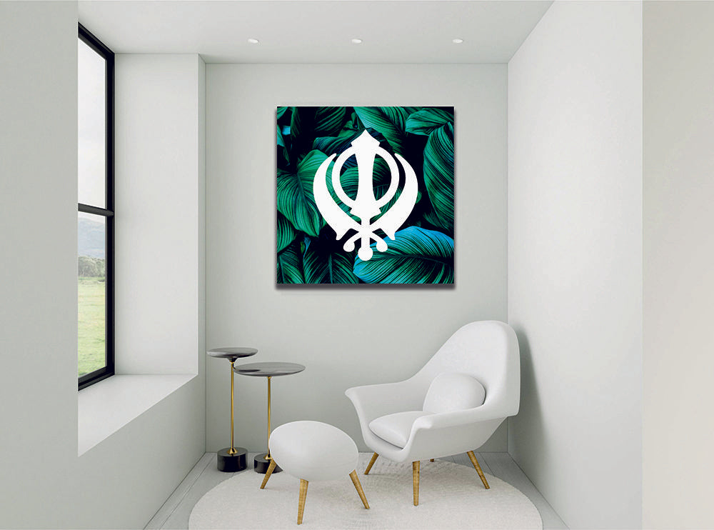 Dark Leaf Khanda Sikh Canvas Print Wall Art