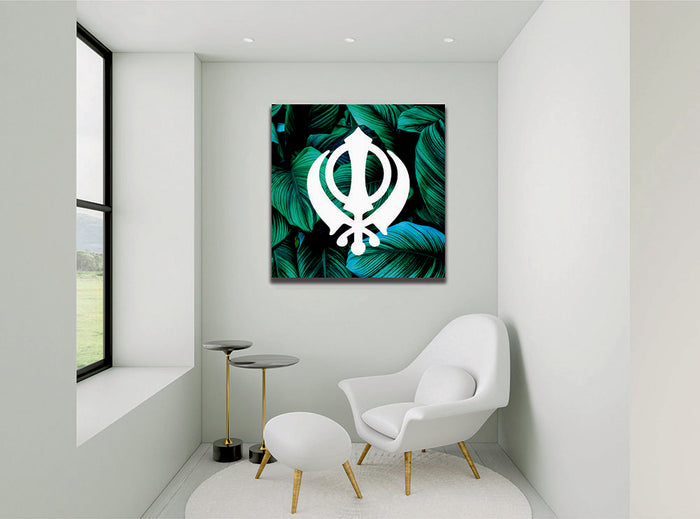 Dark Leaf Khanda Sikh Canvas Print Wall Art