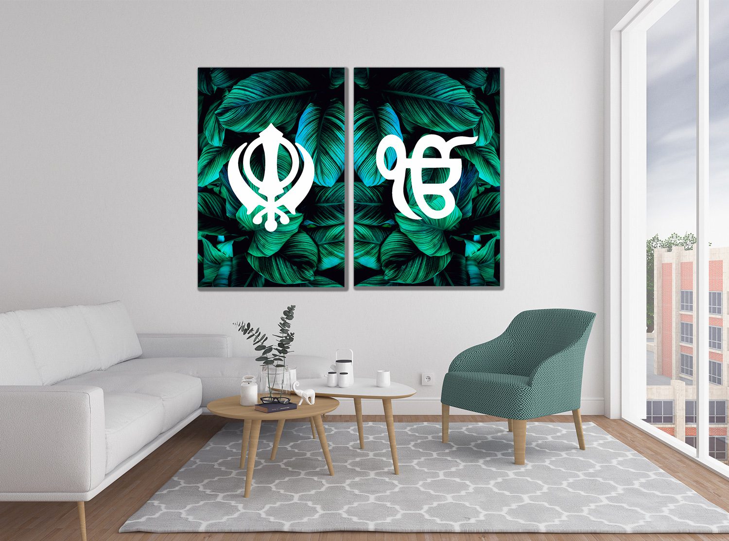Dark Leaf Sikh Khanda Ek Onkar Canvas Print Wall Art