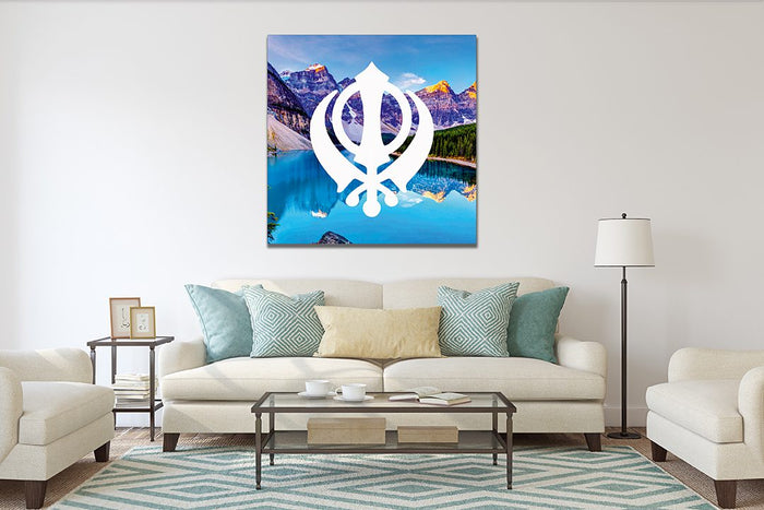 Deep Blue Lake Khanda Sikh Canvas Print Wall Art