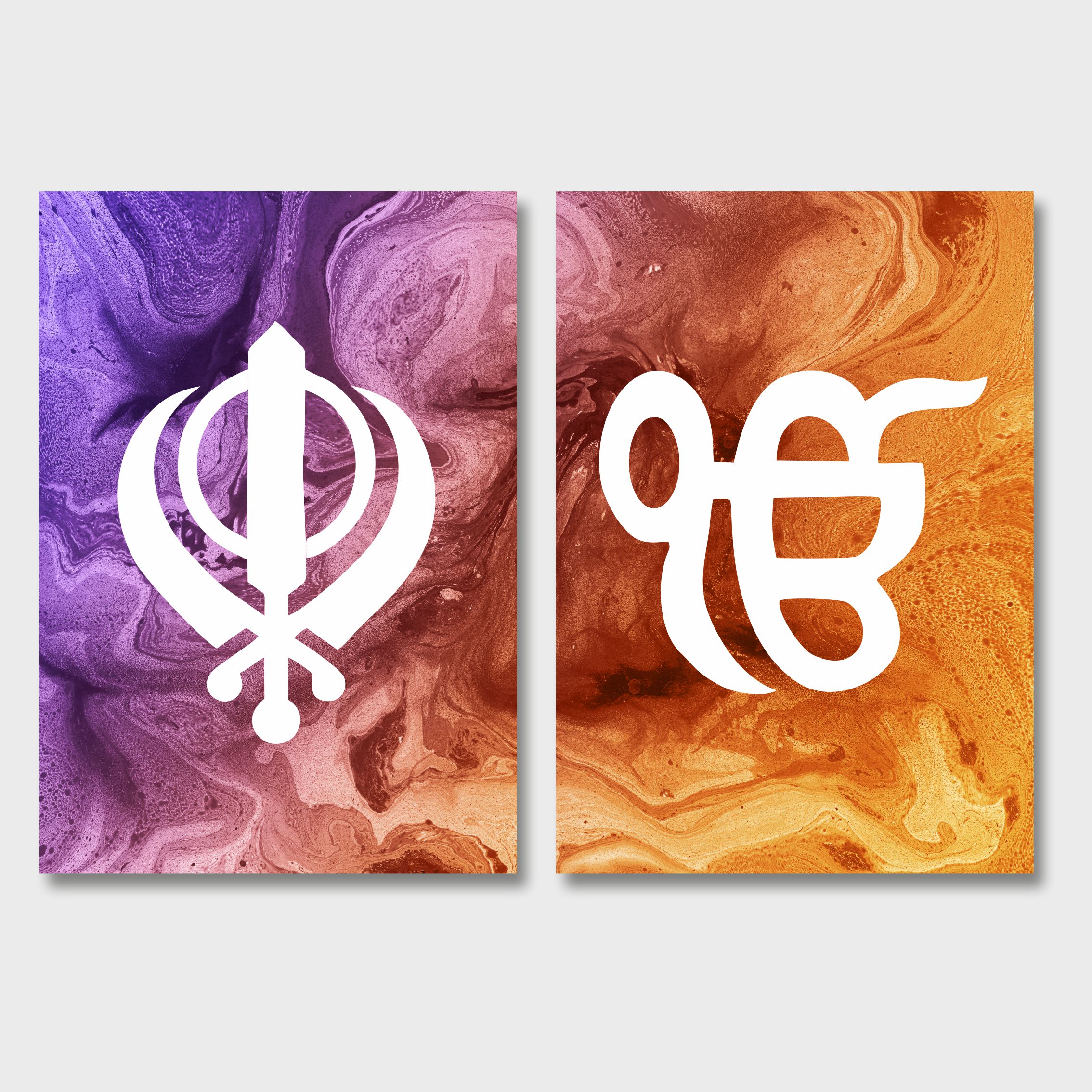 Purple Orange Explosion Sikh Khanda Ek Onkar Canvas Print Wall Art