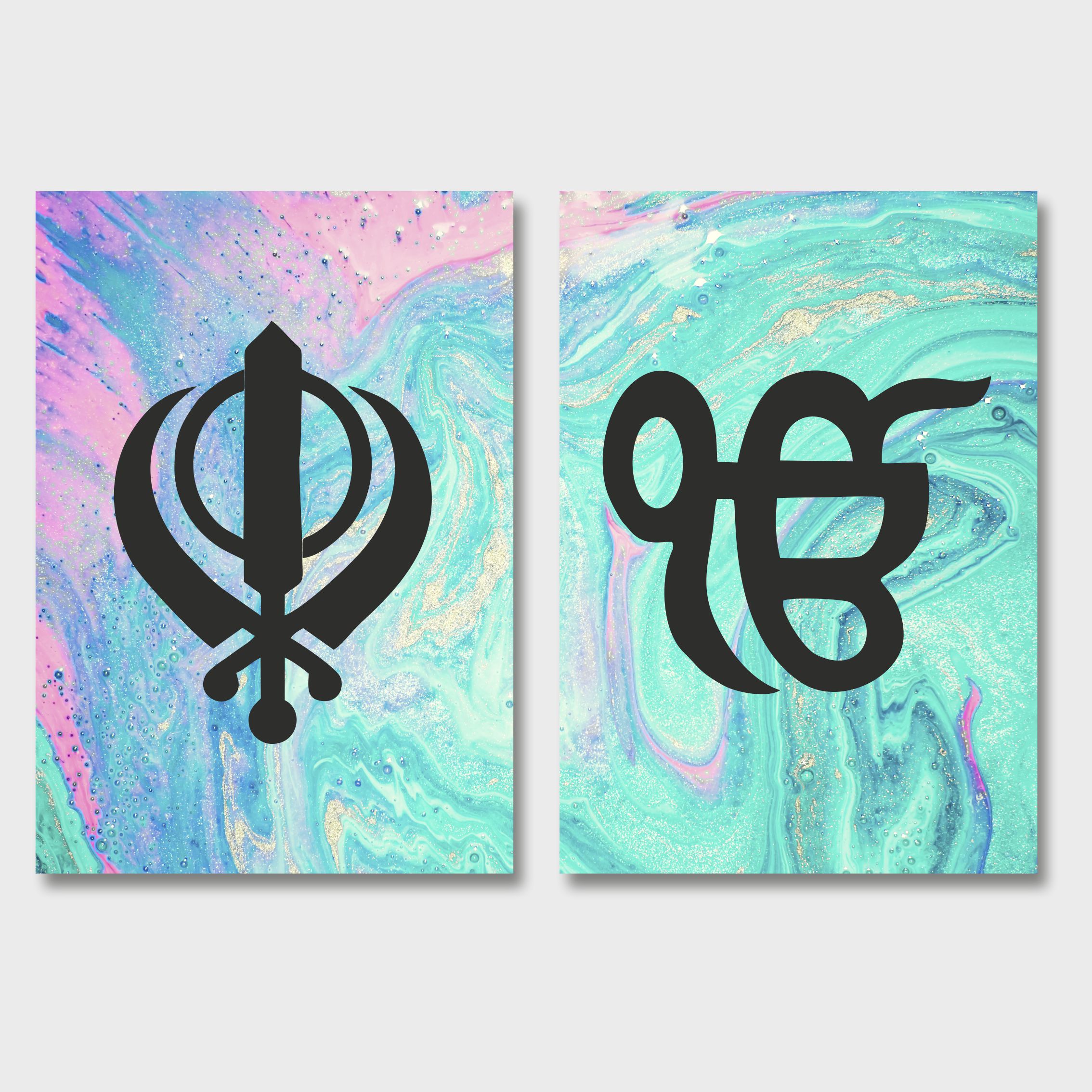 Sikh Wall Art Turquoise Blue Khanda Ek Onkar Canvas Print | MyCanvases