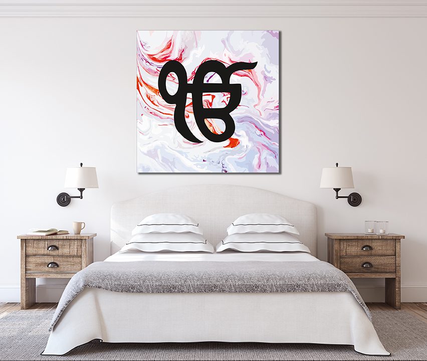 Ek Onkar Red Lilac Watercolour Sikh Canvas Print Wall Art
