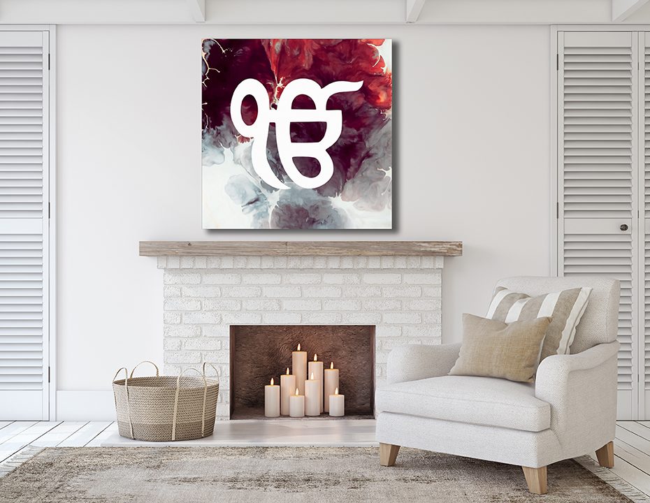 Ek Onkar Purple Red Watercolour Sikh Canvas Wall Art