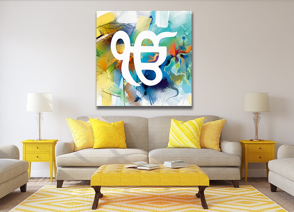 Ek On Kar Colourful Brushstroke Sikh Canvas Wall Art - | My Canvases