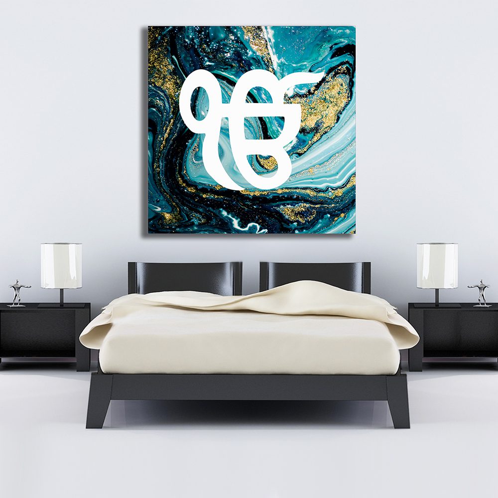 Ek On Kar Blue Gold Watercolour Sikh Canvas Print Wall Art