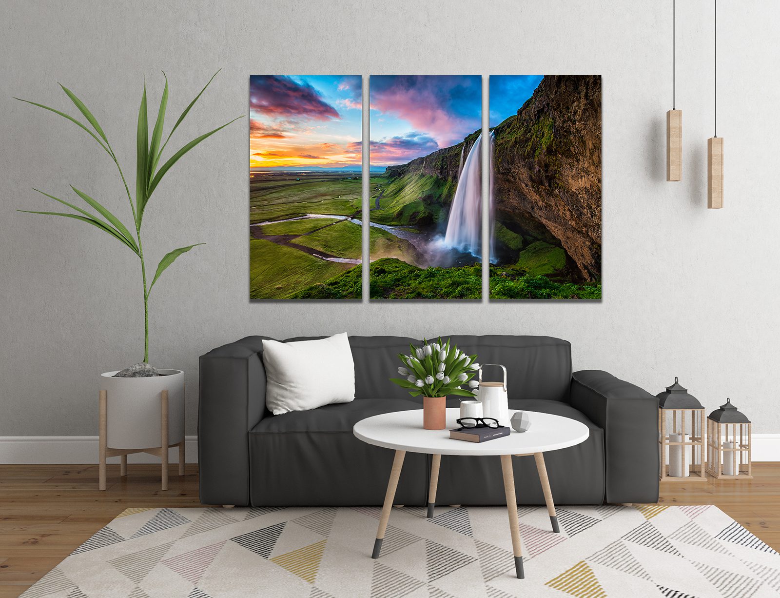 Kirkjufellsfoss Sunset Waterfall Iceland Canvas