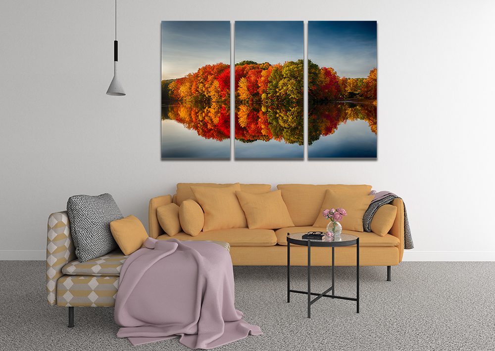 Autumn Fall Colours Reflecting in Water Canvas