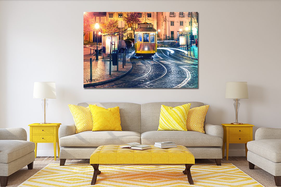 Yellow Tram Alfama, Lisbon, Portugal Canvas Wall Art - | MyCanvases