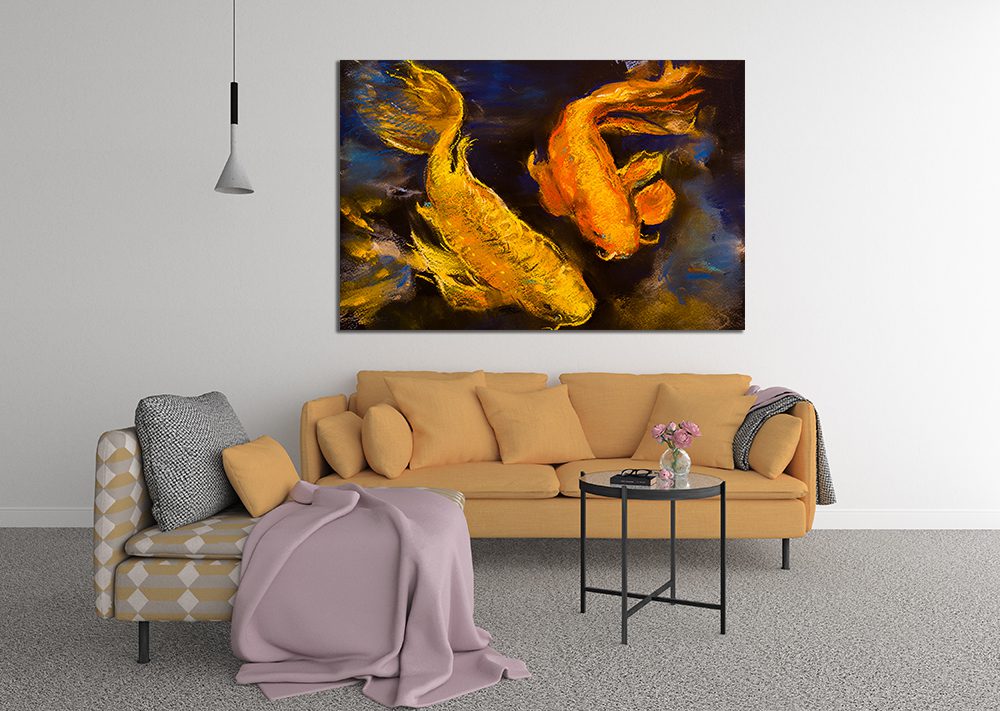 Koi Fish Pastel Painting Canvas Print Wall Art - MyCanvases
