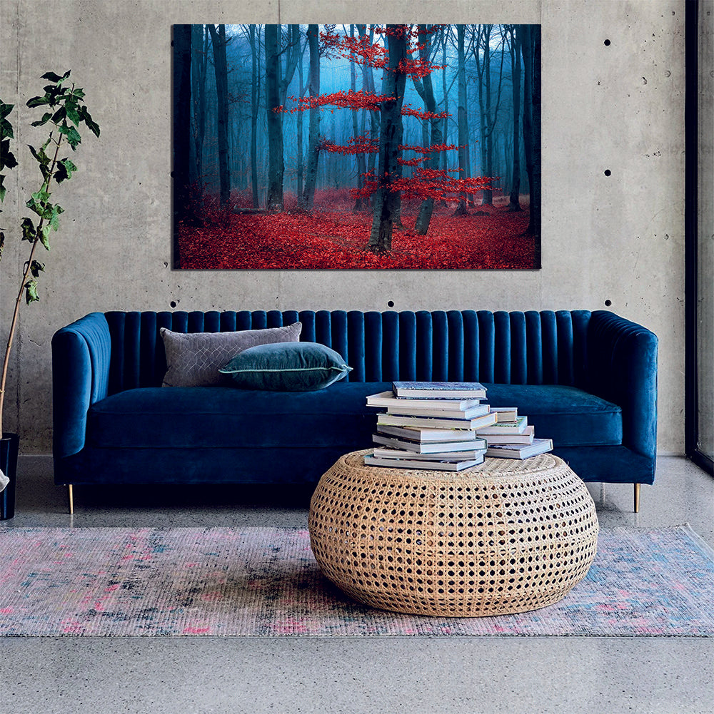 Foggy Forest Autumn Leaves Canvas Wall Art - | MyCanvases