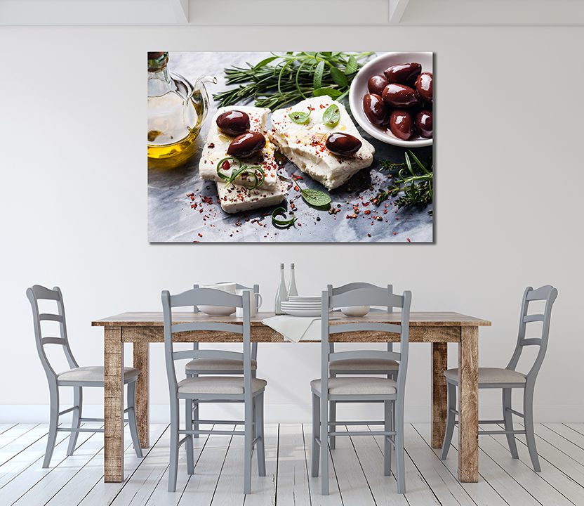 Feta Cheese With Olives And Herbs Canvas Print - Wall Art