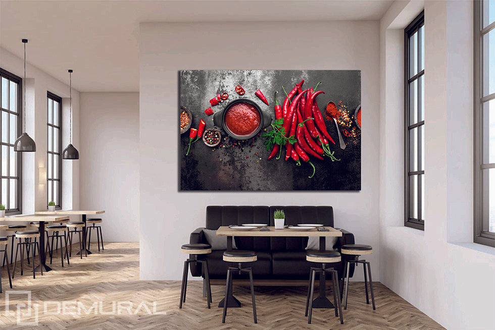 Red Chilli Spicy Sauce Canvas Wall Art | My Canvases