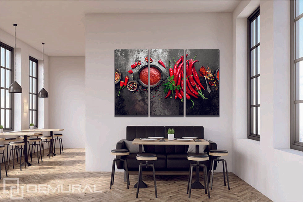 Red Chilli Spicy Sauce Canvas Wall Art