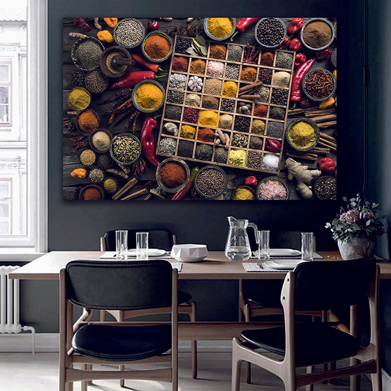 Boxes of Spices Herbs Kitchen Table Canvas | My Canvases
