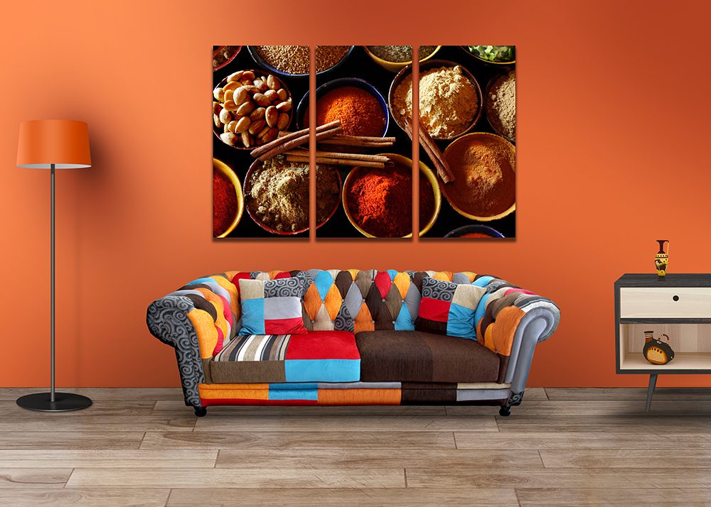 Indian Spices, Cinamon Sticks and Almonds Canvas Print