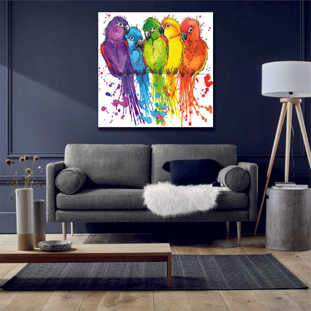 Parrots Watercolour Illustration Canvas Wall Art - MyCanvases