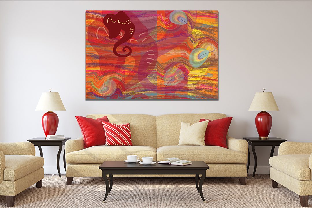 Abstract Ganesh Red Yellow Canvas Wall Art | My Canvases