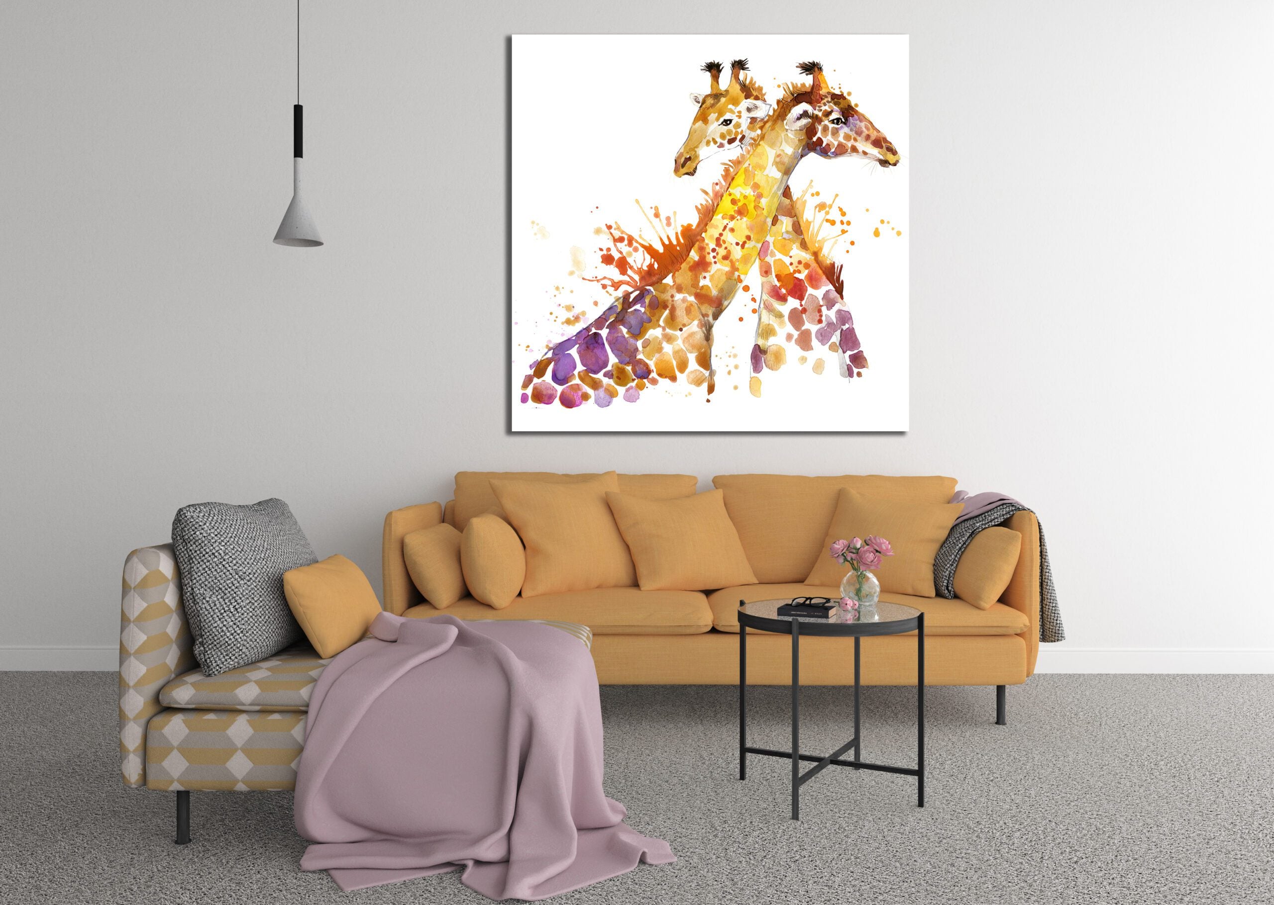 Giraffe Watercolour Abstract Canvas Print Wall Art - | MyCanvases