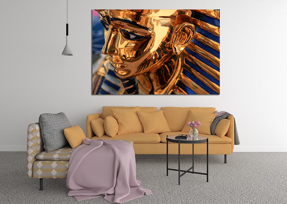 Pharaoh Statue Gold Canvas Print Wall Art - Egyptian Wall Art