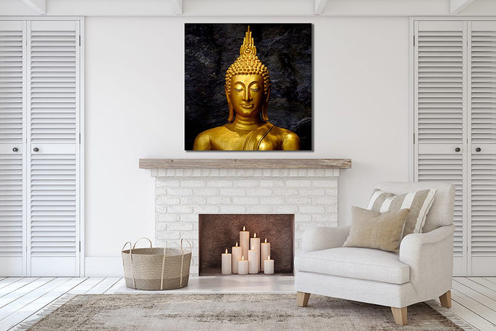 Gold Buddha Statue Wall Art Canvas Print