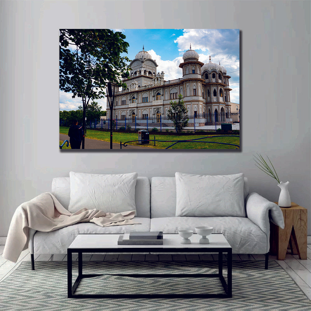 Guru Nanak Gurdwara Bedford, UK Canvas Print Wall Art