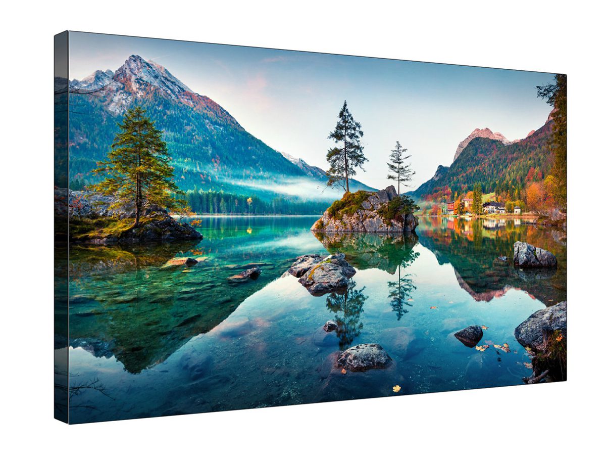 Hillside Lake Scene Canvas Print Wall Art