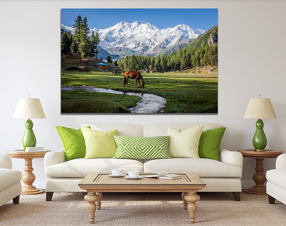 Horse Mountain View in Fairy Meadows Pakistan Canvas - MyCanvases