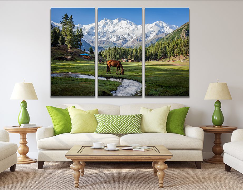 Horse Mountain View in Fairy Meadows Pakistan Canvas