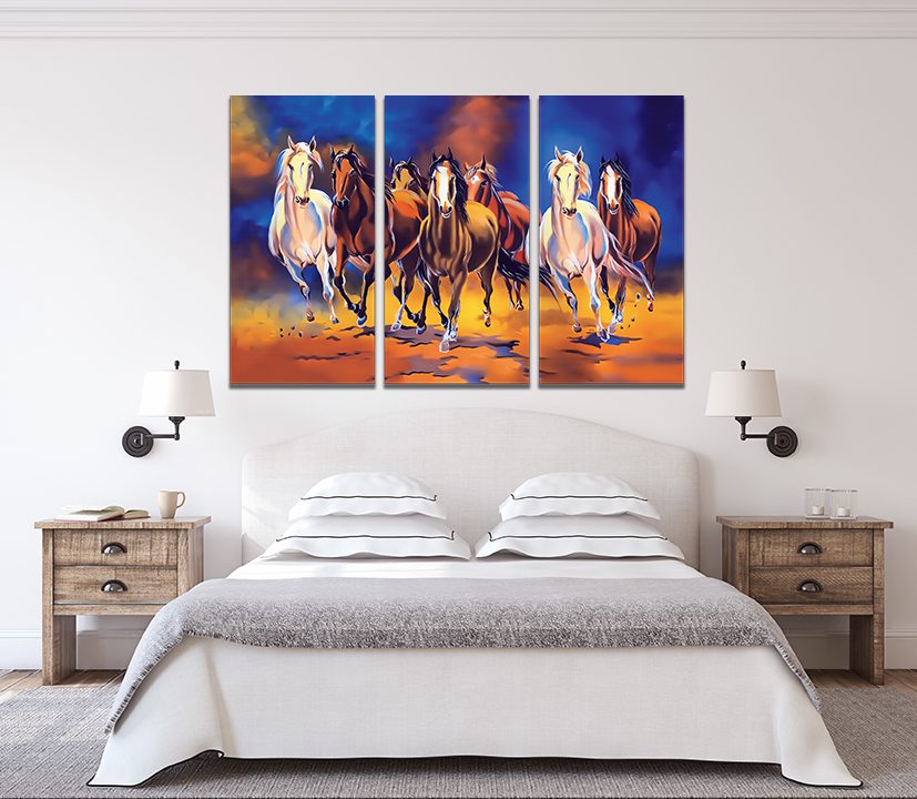 Horses Galloping Abstract Art Canvas Wall Art