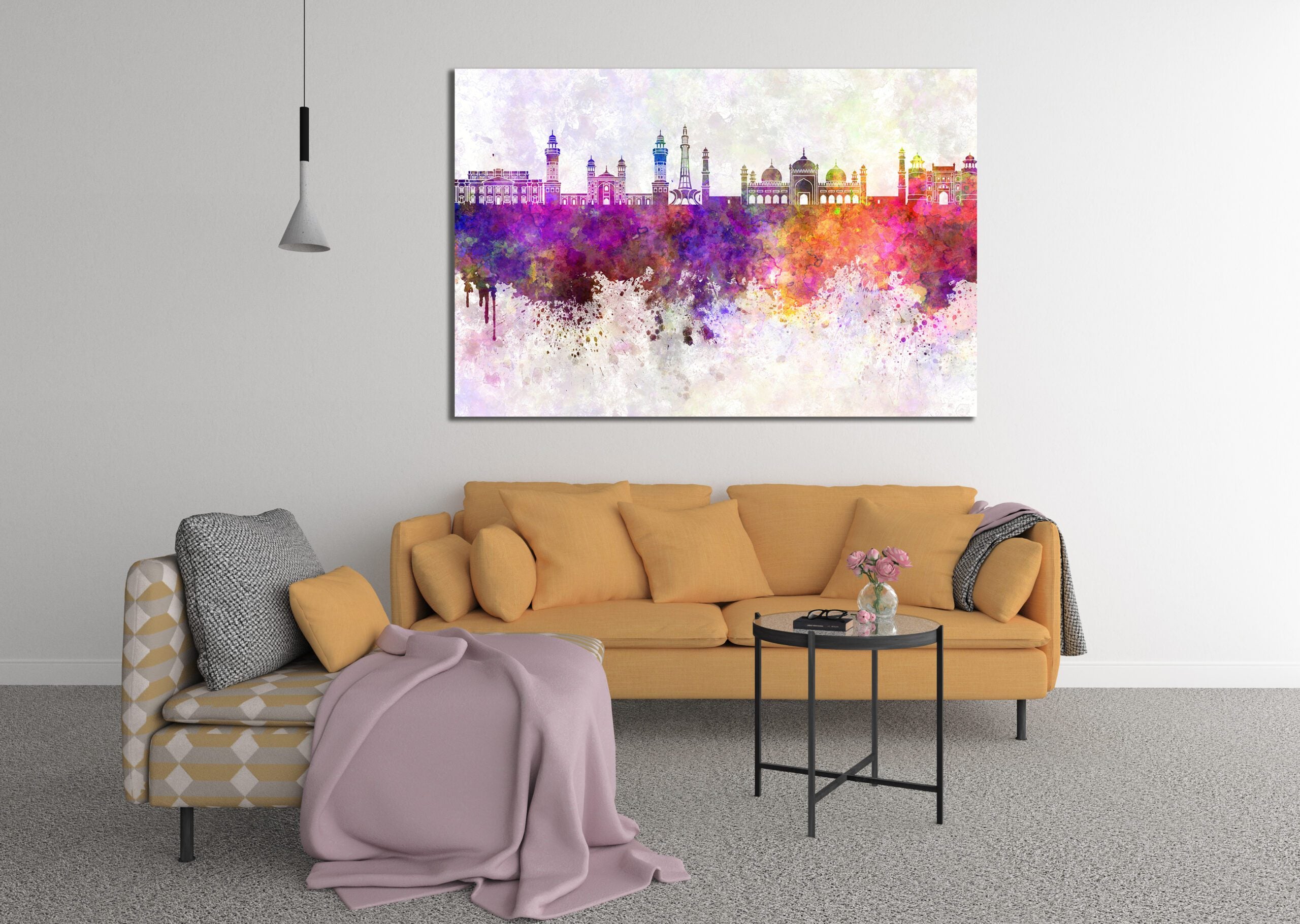 Abstract Lahore Skyline Colourful Pakistan Canvas Print - | MyCanvases