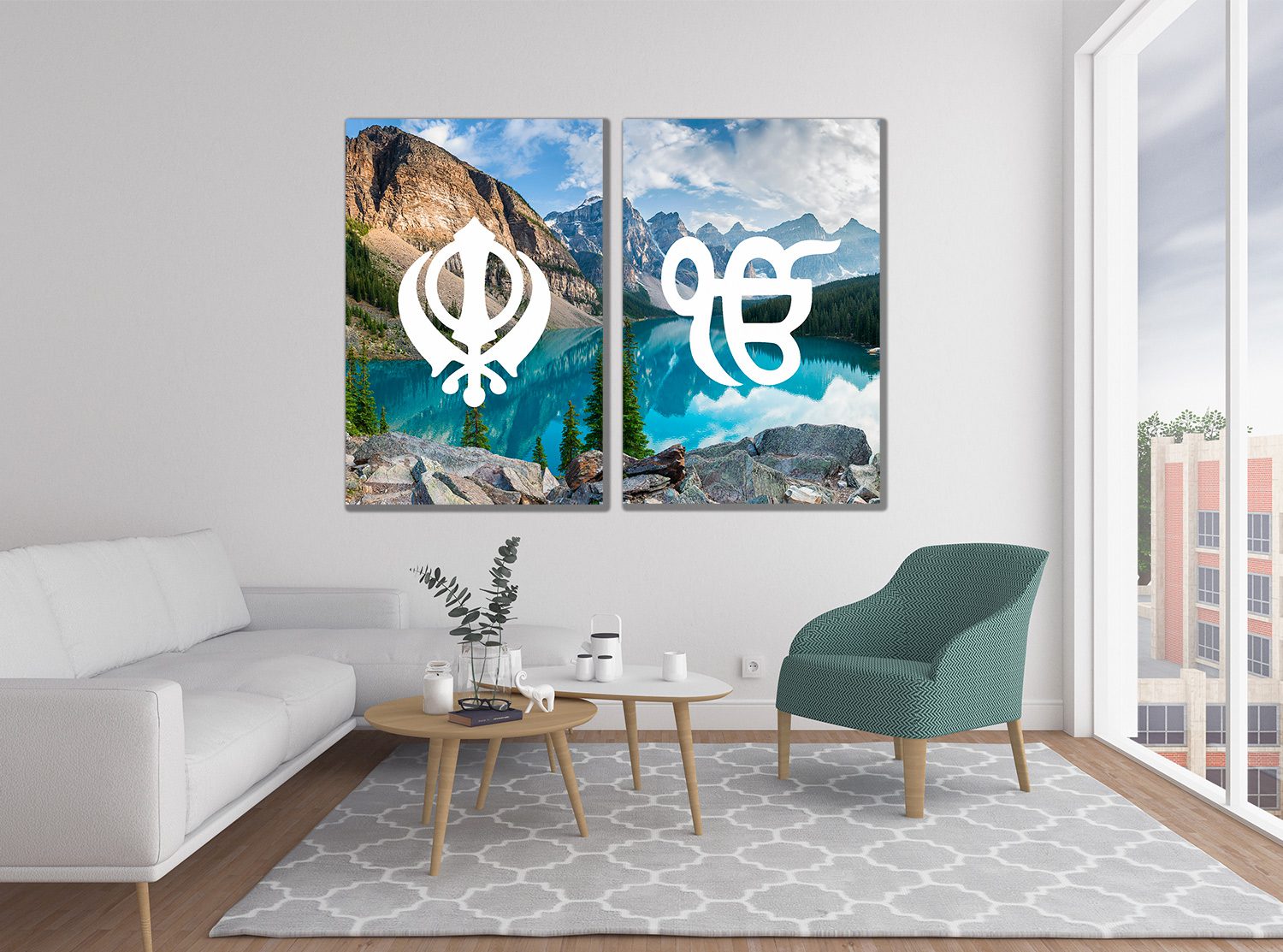 Lake Rock Sikh Khanda Ek Onkar Canvas Print Wall Art
