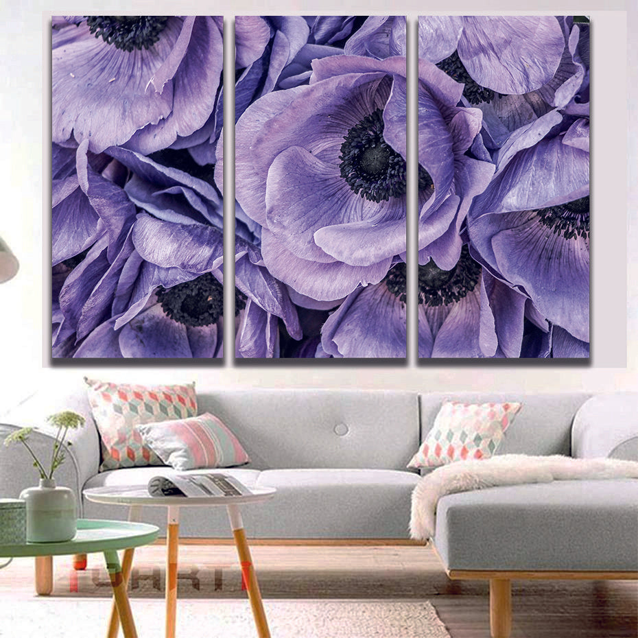 Lilac Flowers Abstract Wall Art Canvas