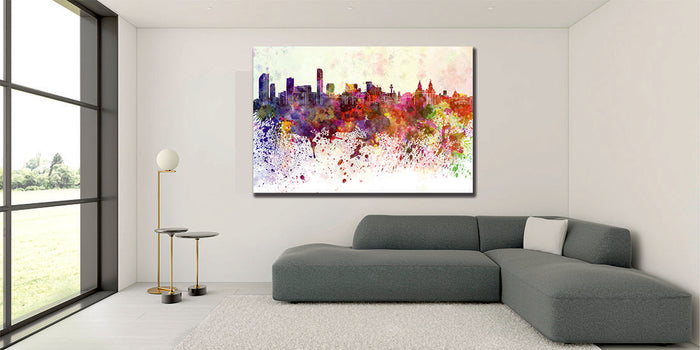 Liverpool skyline Abstract Watercolour Canvas - My Canvases