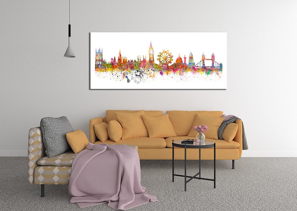 London Skyline Watercolour Painting Canvas Wall Art - | MyCanvases