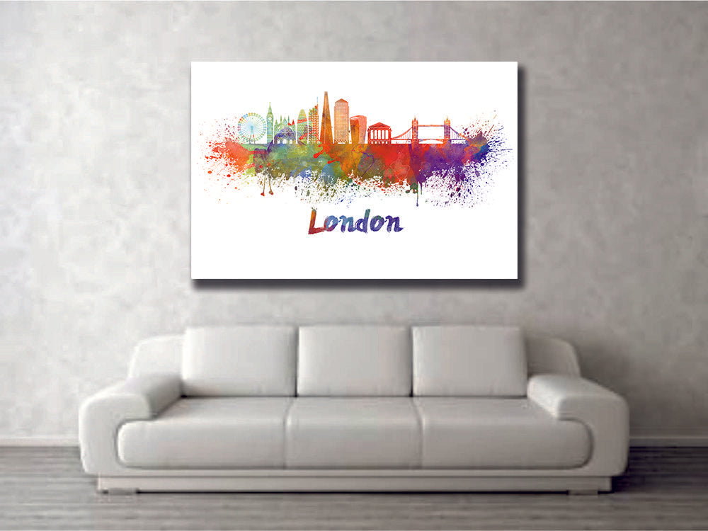 London Skyline Watercolour Canvas Wall Art - MyCanvases