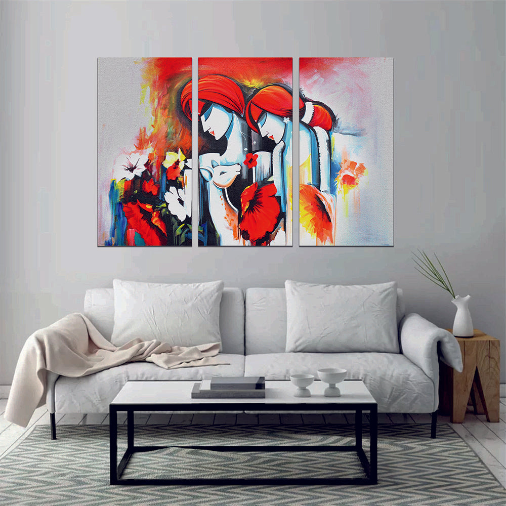 Women Deer Abstract Canvas Print Wall Art
