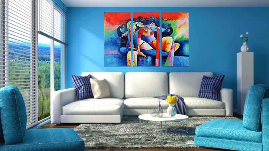 Lord Radha Krishna Flute Canvas Wall Art