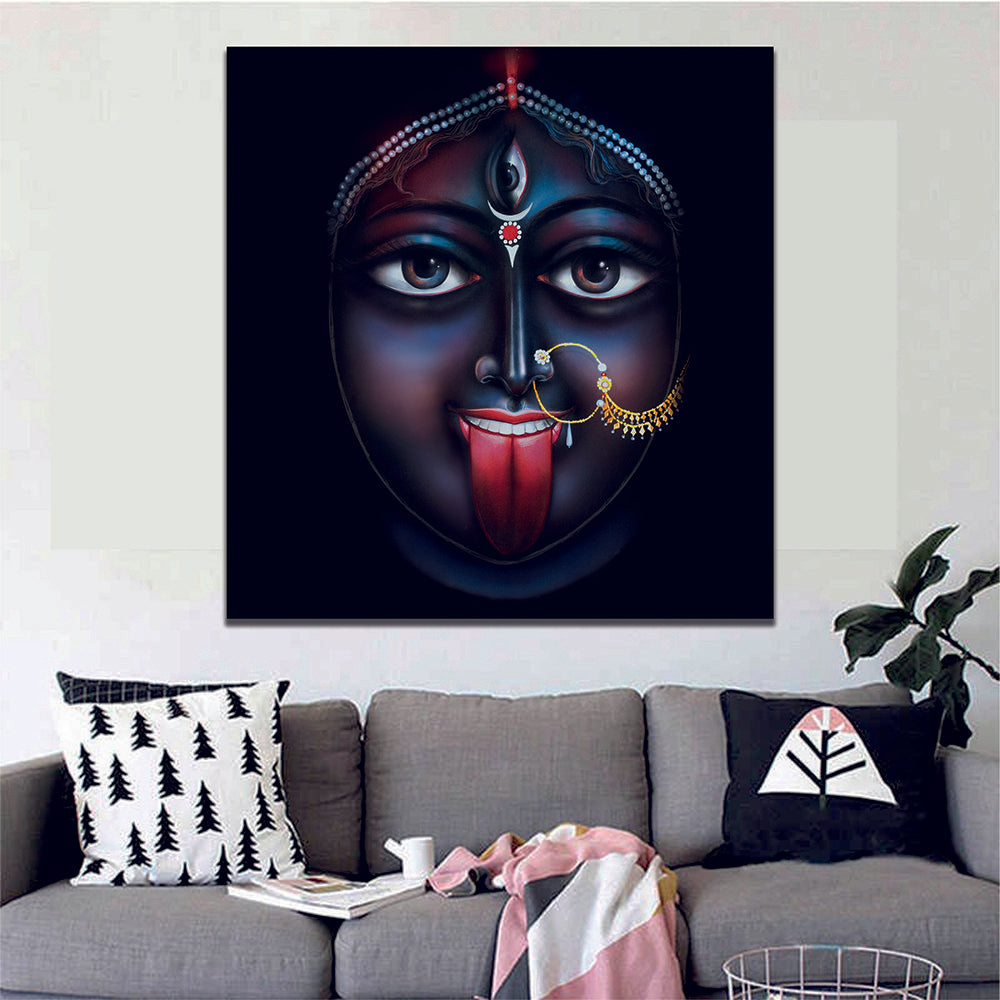Maa Kali Black Background Canvas Wall Art - MyCanvases