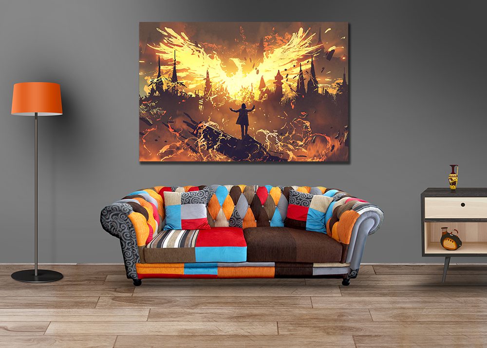 Wizard Summoning The Phoenix From Hell Wall Art Canvas - | MyCanvases