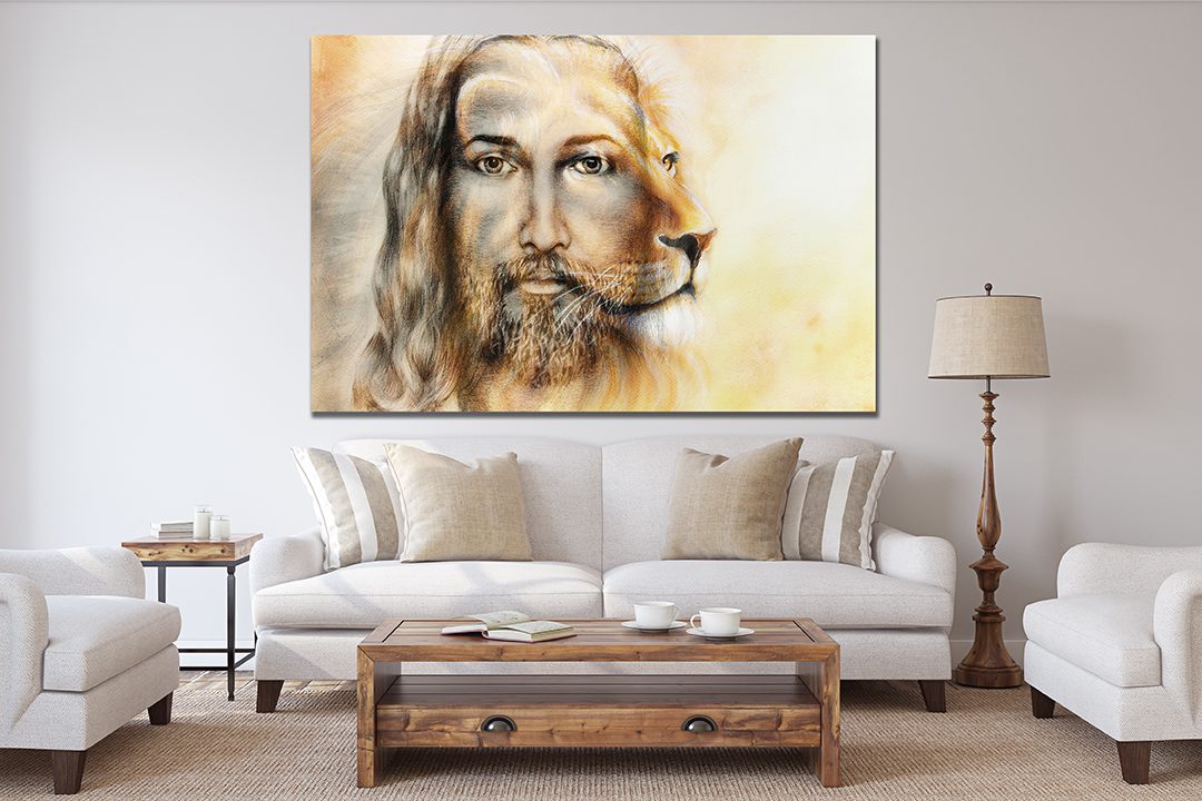 Jesus with a Lion Canvas Print - MyCanvases