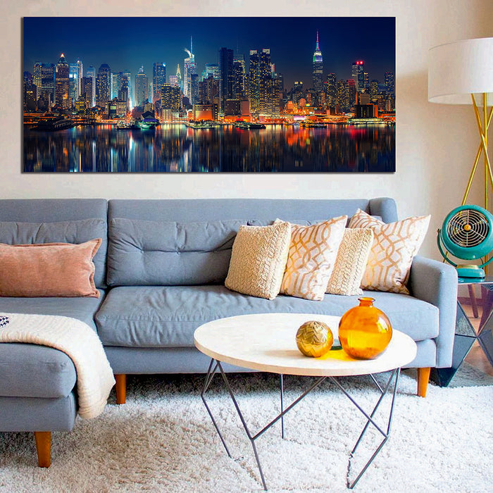 Manhattan Cityscape Night Lights New York, USA Canvas - | MyCanvases